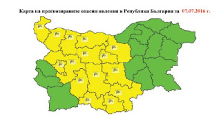 Утре код жълто за силен вятър до 20 метра в секунда