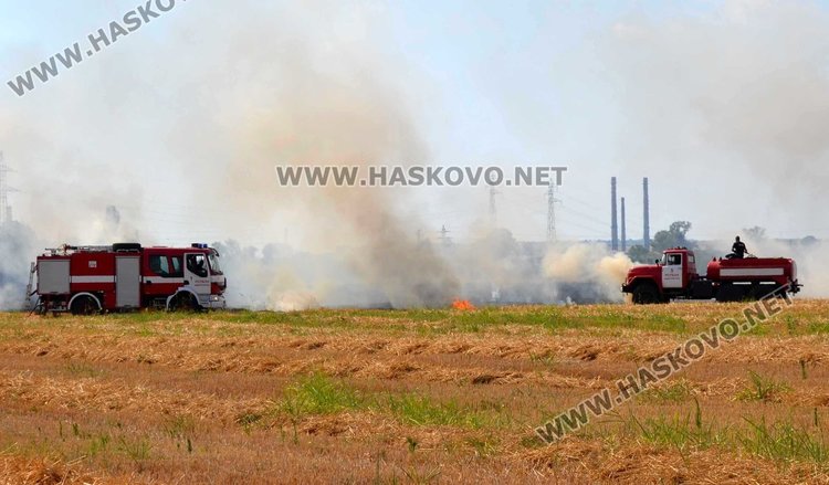 Пожар на метри от жилищен квартал в Димитровград