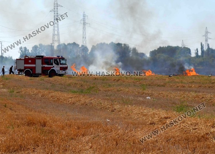 Пожар на метри от жилищен квартал в Димитровград
