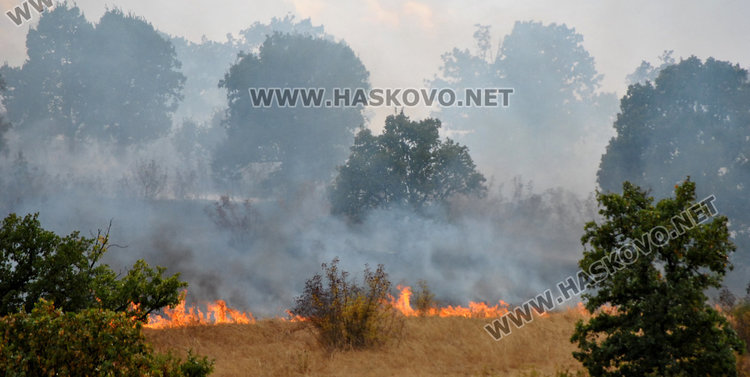 Силен вятър разпалва пожара от полигона, гори огромна площ