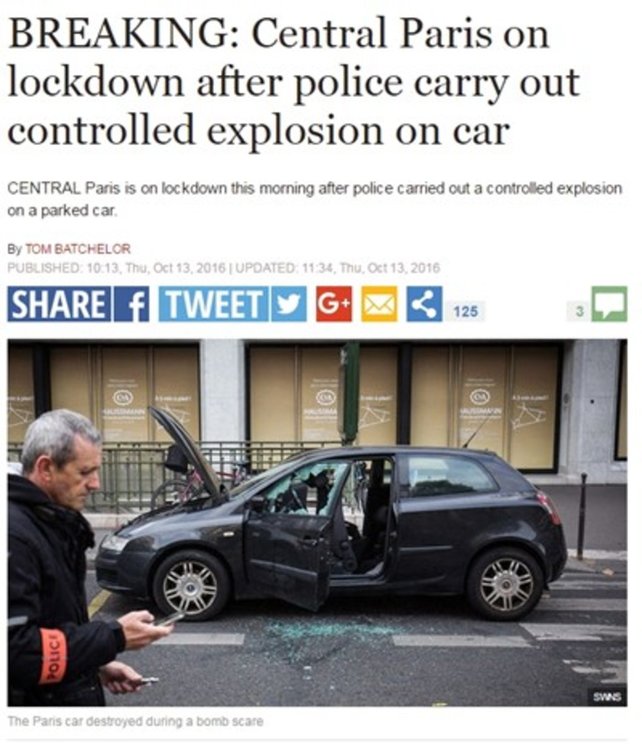 Центърът на Париж е отцепен заради тревога за възможна бомба  