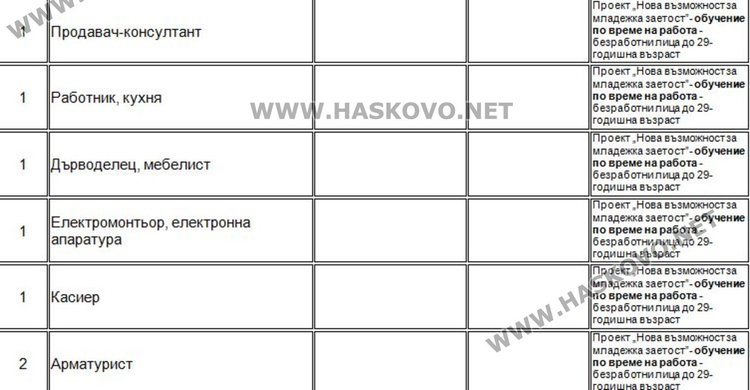 Свободни места на трудовата борса в Димитровград