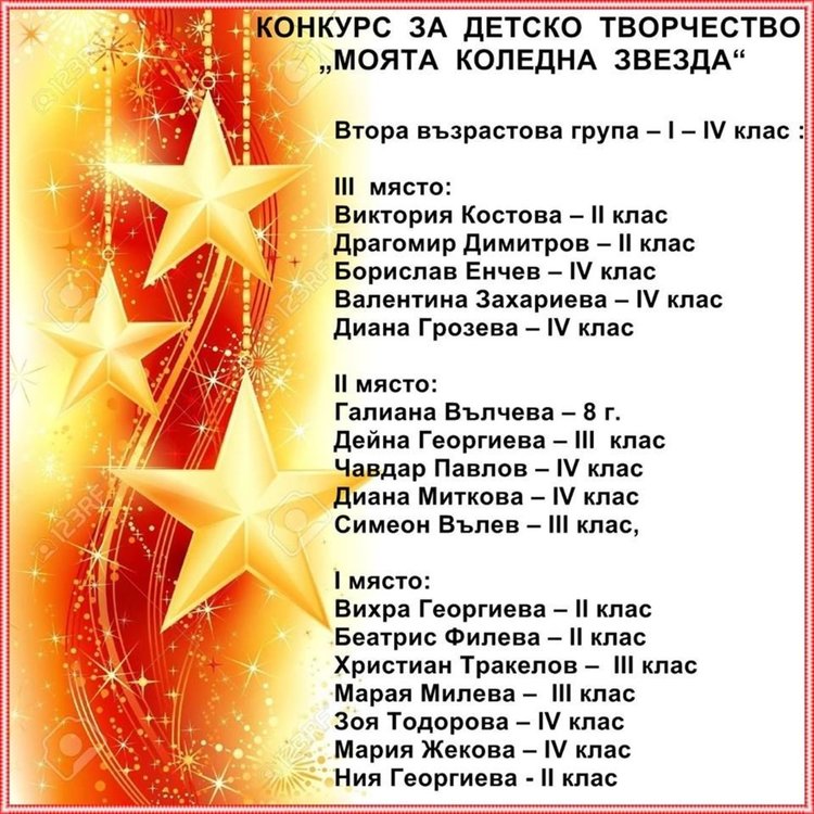 Обявиха имената на победителите в конкурса "Коледна звезда"