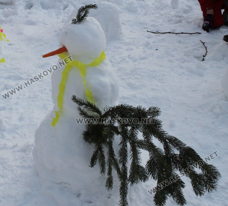 Деца правиха снежни човеци пред димитровградската библиотека