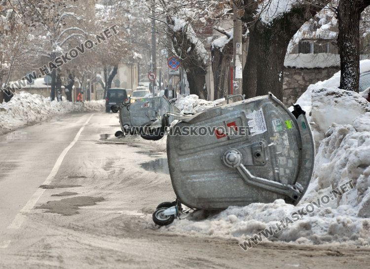 Това са контейнери на Титан. Според шефката Яна Маринова това не е вандалщина, нито направено нарочно, просто съдовете са подготвени за вдигане и нарочно са обърнати, за не слагат хората в тях боклук