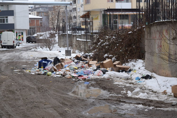 Импровизираната "улица" със сметището