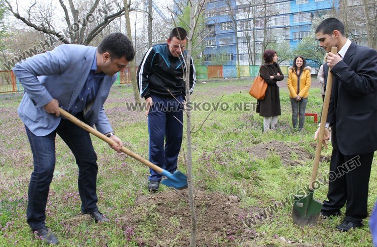Засадиха 12 дръвчета в парк на приятелството в Димитровград