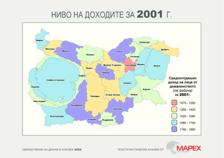 240 лв. средно увеличение на дохода на българина от 2001 г
