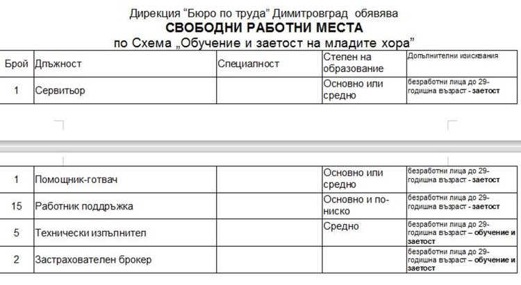 Места за инженери, лекар и пом.фармацевт обявиха в Димитровград