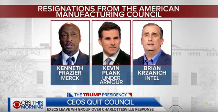 Генералните директори на Merck, Intel и Under Armour напуснаха Тръмп