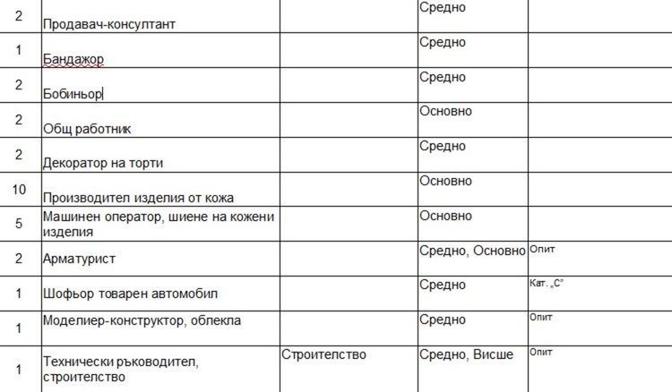 Свободни места на трудовата борса в Димитровград