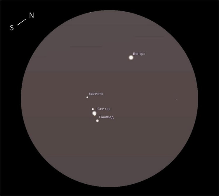 Юпитер и Венера пред "космическа среща"
