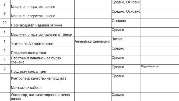 Търсят учител по английски език и работници за бързо хранене