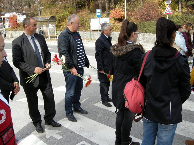 Направиха пешеходна пътека от цветя в памет на загиналите по пътищата