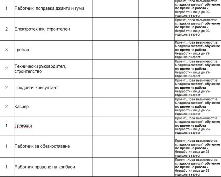Свободни места на трудовата борса в Димитровград