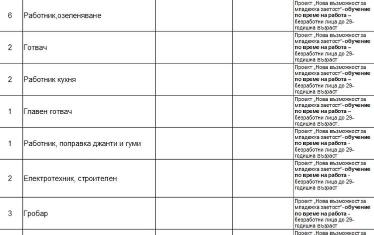 Работни места на трудовата борса в Димитровград