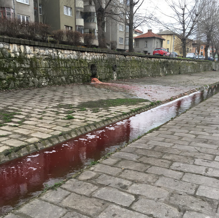 Хасковската река потече кървавочервена
