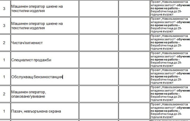Свободни места на трудовата борса в Димитровград