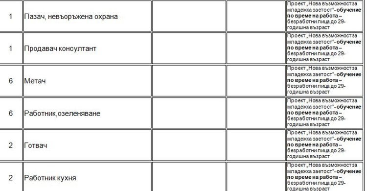 Свободни места на трудовата борса в Димитровград