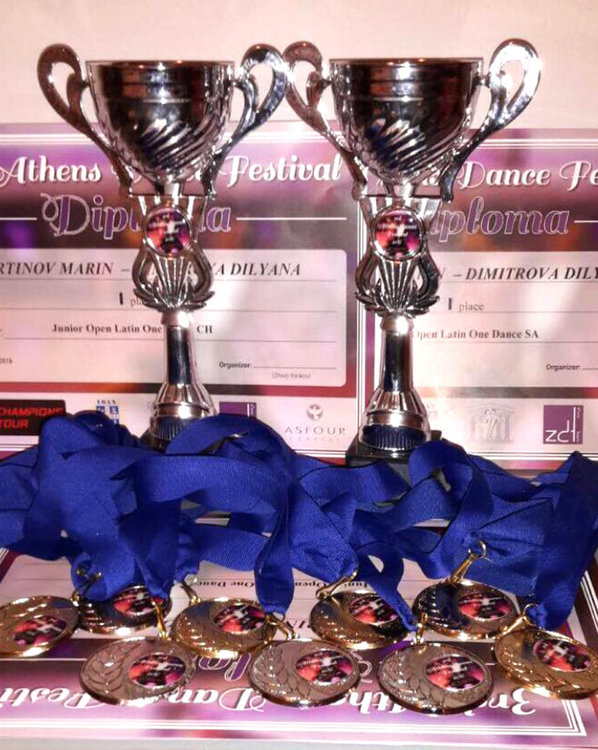 5 медала за танцьорите на „Гранд“ Марин и Диляна от международен турнир