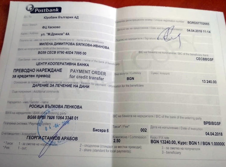 Преведоха останалите пари от Ники за болни деца