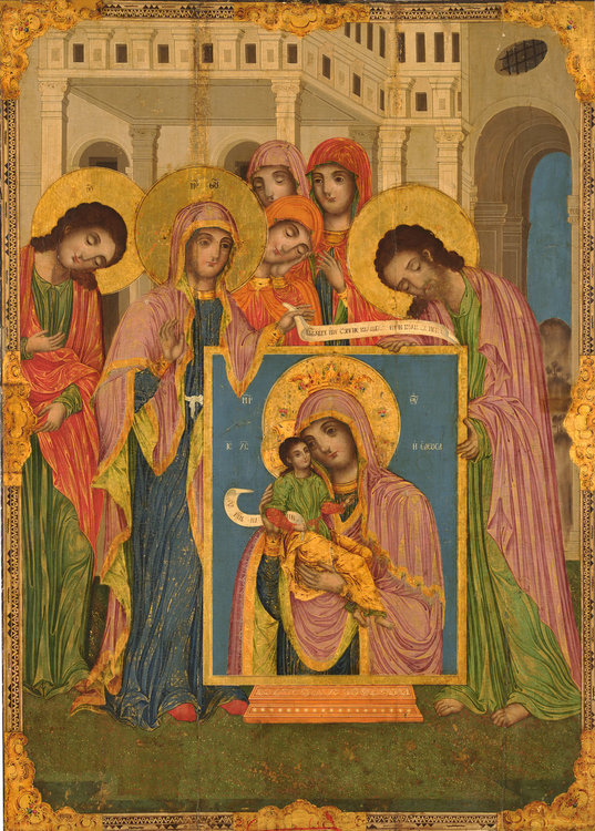 Св. Лука представя иконата на Св. Богородица, Зограф Дамаскин от Елена, Музей на Възраждането-гр.Елена