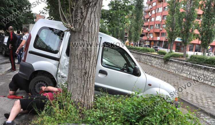 Рено увисна над реката заради падащ клон от топола