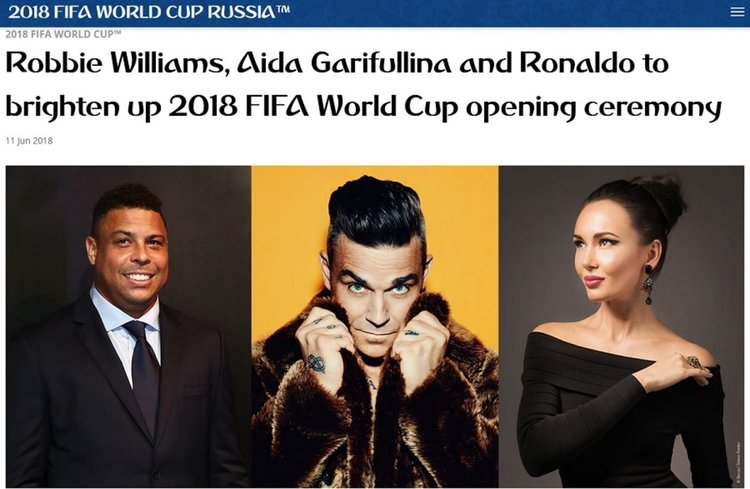 Роби Уилямс и оперната прима Аида Гарифулина ще пеят на откриването на Мондиал`2018