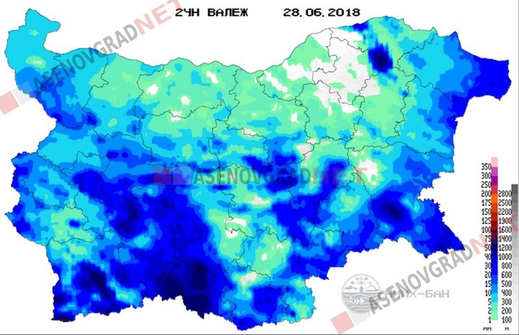 Анализ на денонощната сума на валежа, НИМХ на БАН