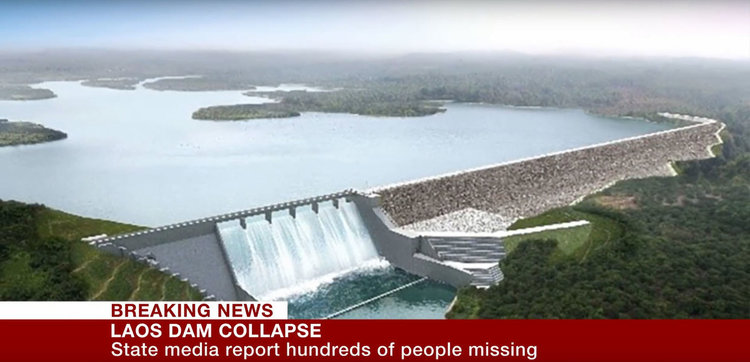 Язовирна стена се срути в Лаос (видео)