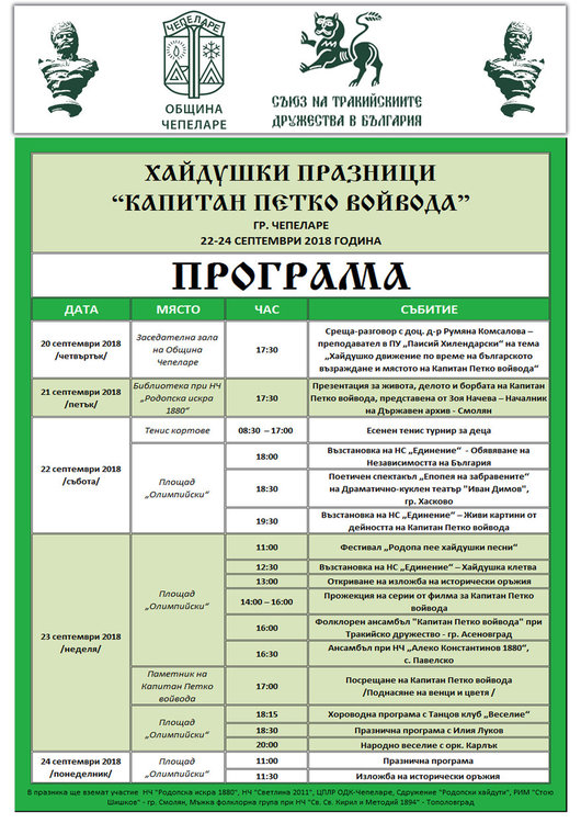 Начело с Капитан Петко войвода-"Родопски хайдути" пристигат на хайдушките празници в Чепеларе 