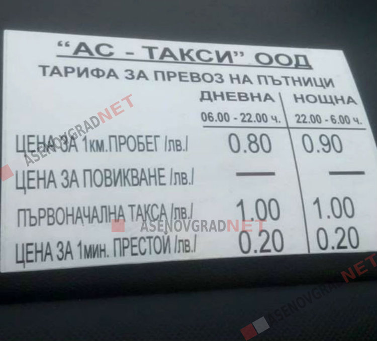 Нови цени на такситата в Пловдив и Асеновград