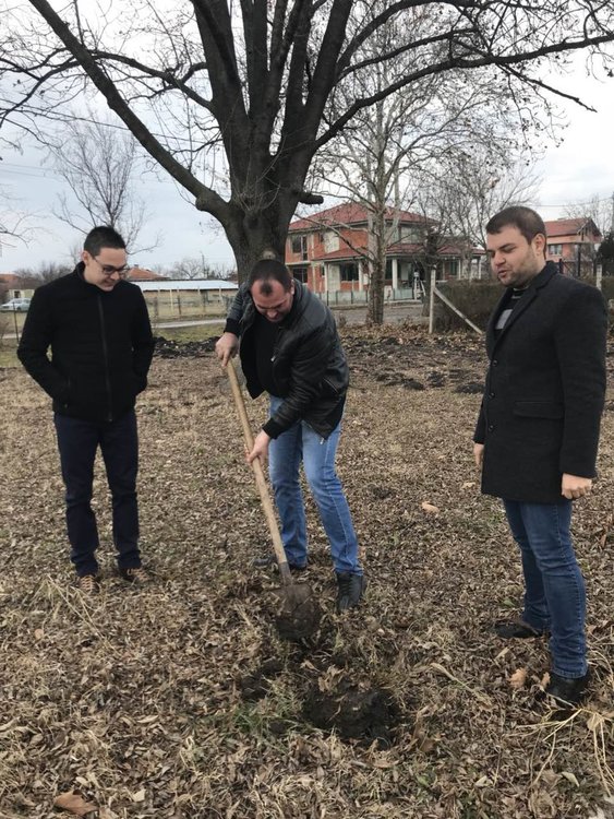 Младежи поставиха нови книги в къщичка и посадиха коледно дърво