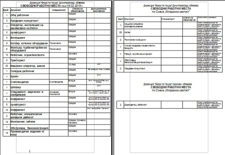 Едва 2 от 140 свободни работни места в Димитровград са за висшисти 