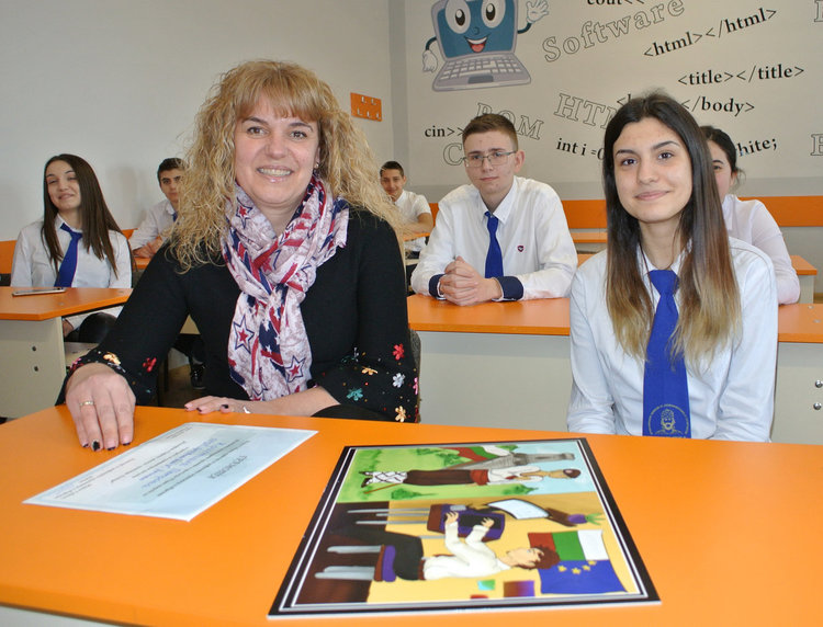 Десетокласничка от ПГДС представи рисунката си от изложбата в ЕК в Брюксел