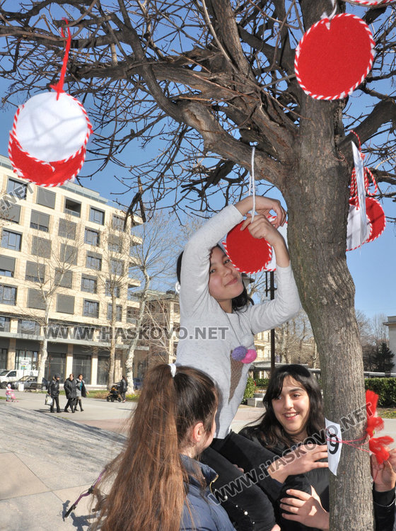 Деца от 13 училища и 11 градини украсиха с мартеници дърветата в Хасково