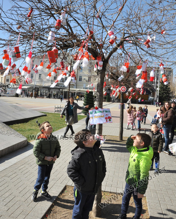 Деца от 13 училища и 11 градини украсиха с мартеници дърветата в Хасково