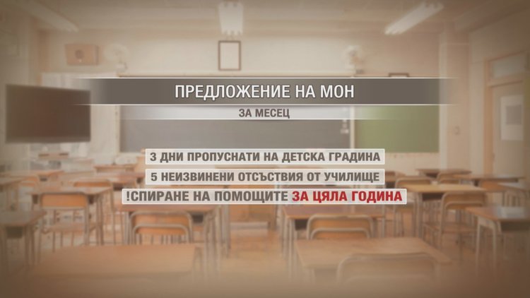 Без помощи за година, ако детето направи 5 неизвинени отсъствия