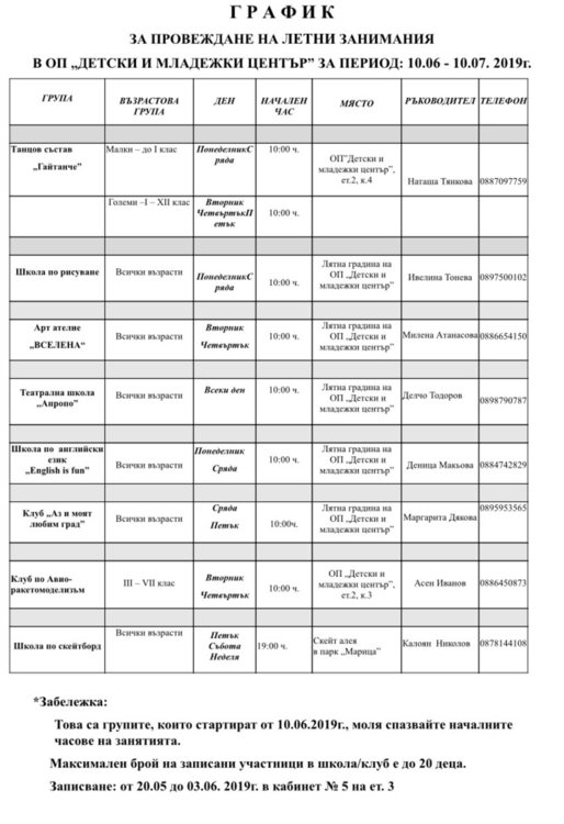 Безплатни занимания през лятната ваканция организират в Димитровград