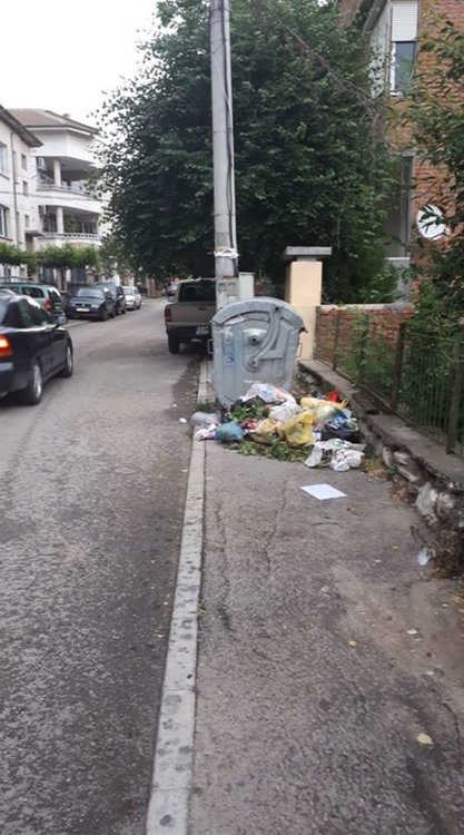 Хасковлийка: Граждани хвърлят боклук на тротоар до повреден контейнер
