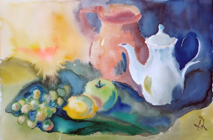 Натюрморт с бял чайник