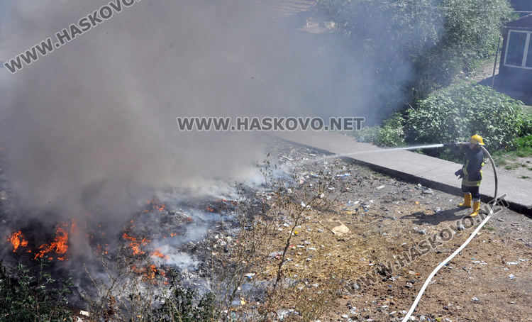 Пожар в дерето в „Република” обгази Хасково