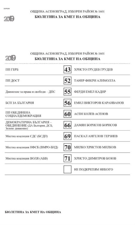 Ето как ще изглеждат бюлетините в Асеновград (Снимки на одобрените образци)