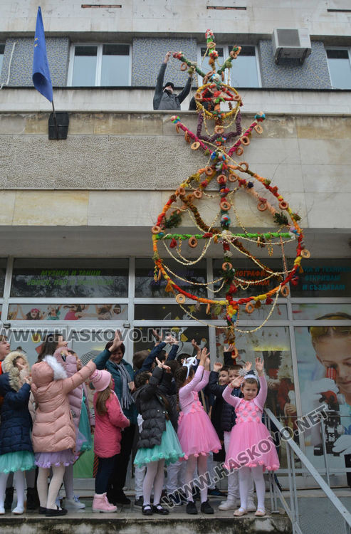 Издигнаха 8-метрова сурвачка пред Младежкия център