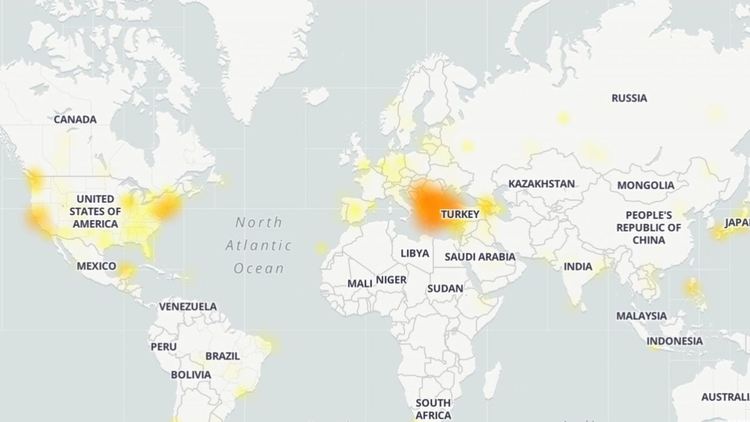 Карта на местата, в които YouTube е недостъпен към този момент