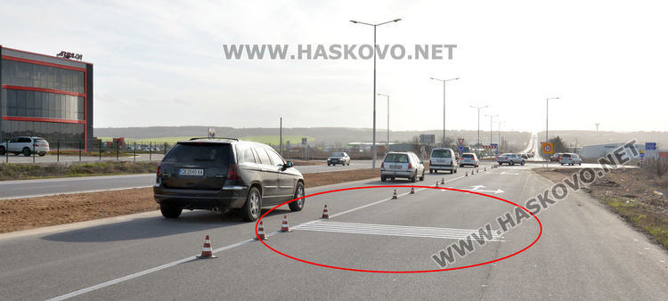 Вибрираща маркировка на кръговото между Хасково и Димитровград