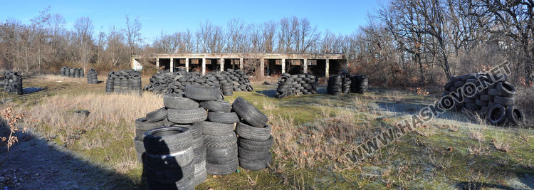 Стотици автомобилни гуми и кости са изхвърлени в бивше ракетно поделение