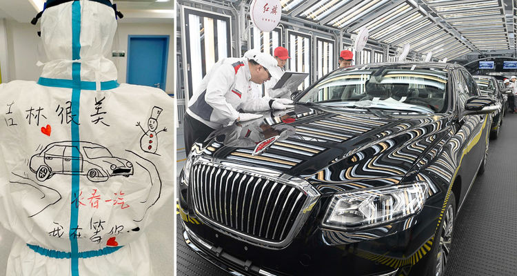 Мобилизираните медици в коронавирусната болница в Ухан изрисуваха защитните си костюми