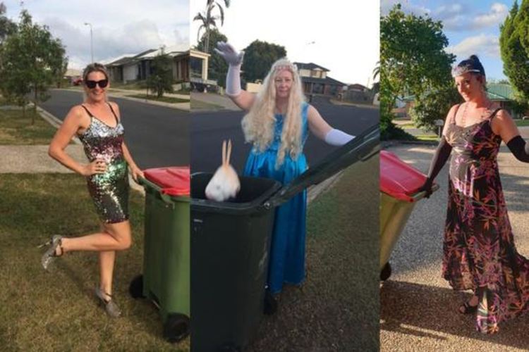 Скучаещи домакини в самоизолация изхвърлят боклука, облечени като принцеси (видео)