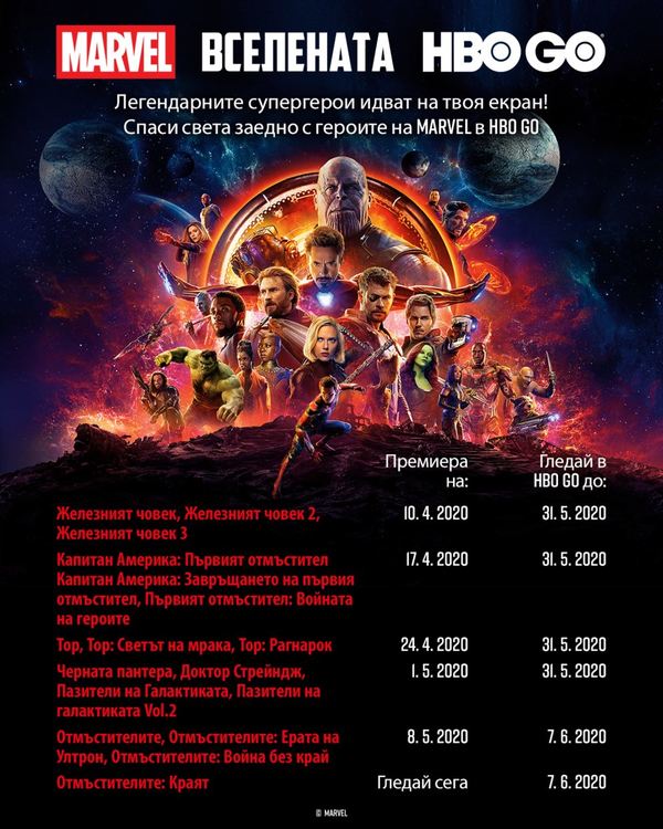 Марвел идва с 19 заглавия в HBO GO